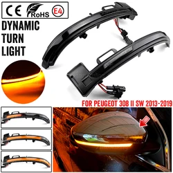 2X Dynamic Smoked Side Mirror Blinker Light LED Turn Signal Lamp Amber light For Peugeot 308 T9 II 2013 2014 2015 2016 2017-2019