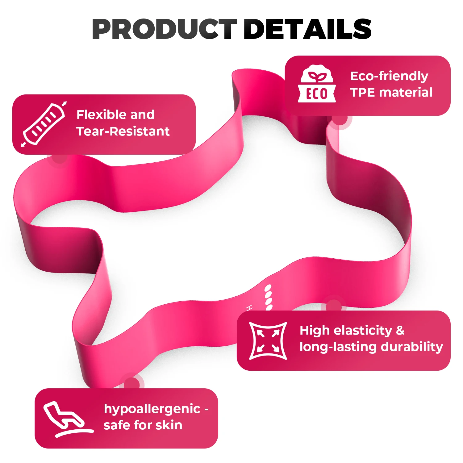 مجموعة أربطة مقاومة TPE مكونة من 5 مستويات - أربطة تمارين اللياقة البدنية للتمرين المنزلي واليوجا والبيلاتس والعلاج الطبيعي وتدريبات القوة #5