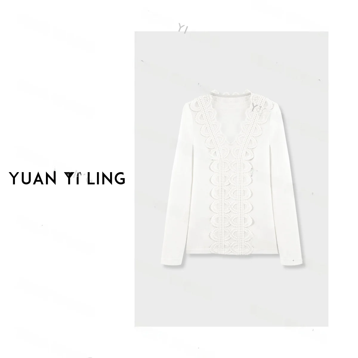 

Ele V-Ne Long Sve Women's irt Hollow out Acetate Fiber Wool Blend Floral Decorated 3D Hollow out Design Autumn Win...