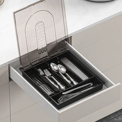 Organizer with Lid Plastic Cutlery Flatware Storage Box Covered Utensil Tray For Kitchen Drawer Spoons Forks Knives Holder Case