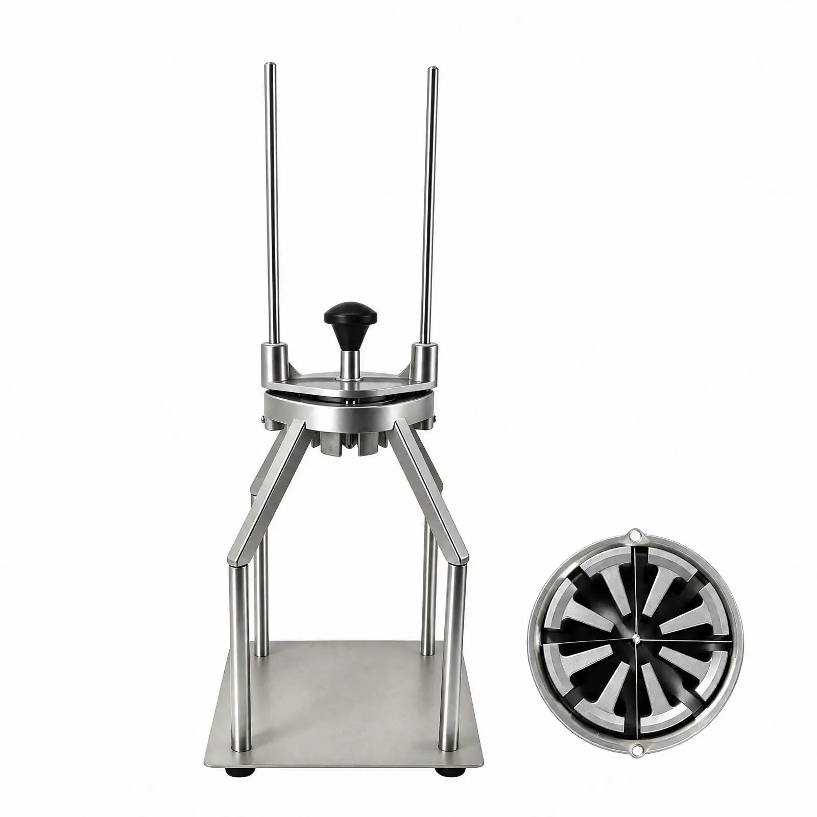 Food Prep Wedge Cutter Industrial Manual Slicer with Anti Skid Rubber Base and Easy Clean Disc for Cooking Area