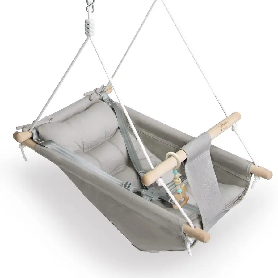 

Swing Indoor and Outdoor, Canvas Hammock Swing for Baby to Toddler with a Comfortable Seat, Macaroon Wooden Toy, Adjustable 5Poi