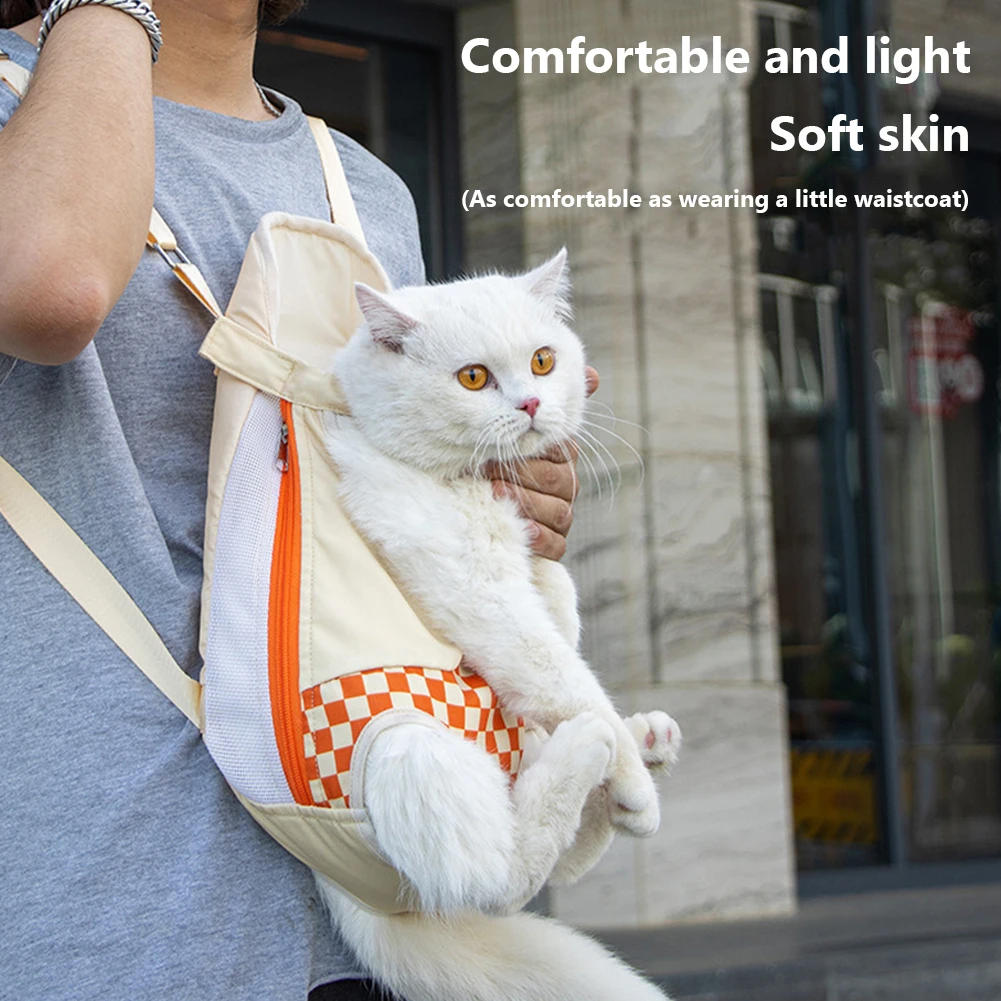 Dog Backpack Pet Carrier Bag With Legs Out, Portable Cat Chest Back Carrier Backpack, Adjustable Double Shoulder Cat Dog Carryin