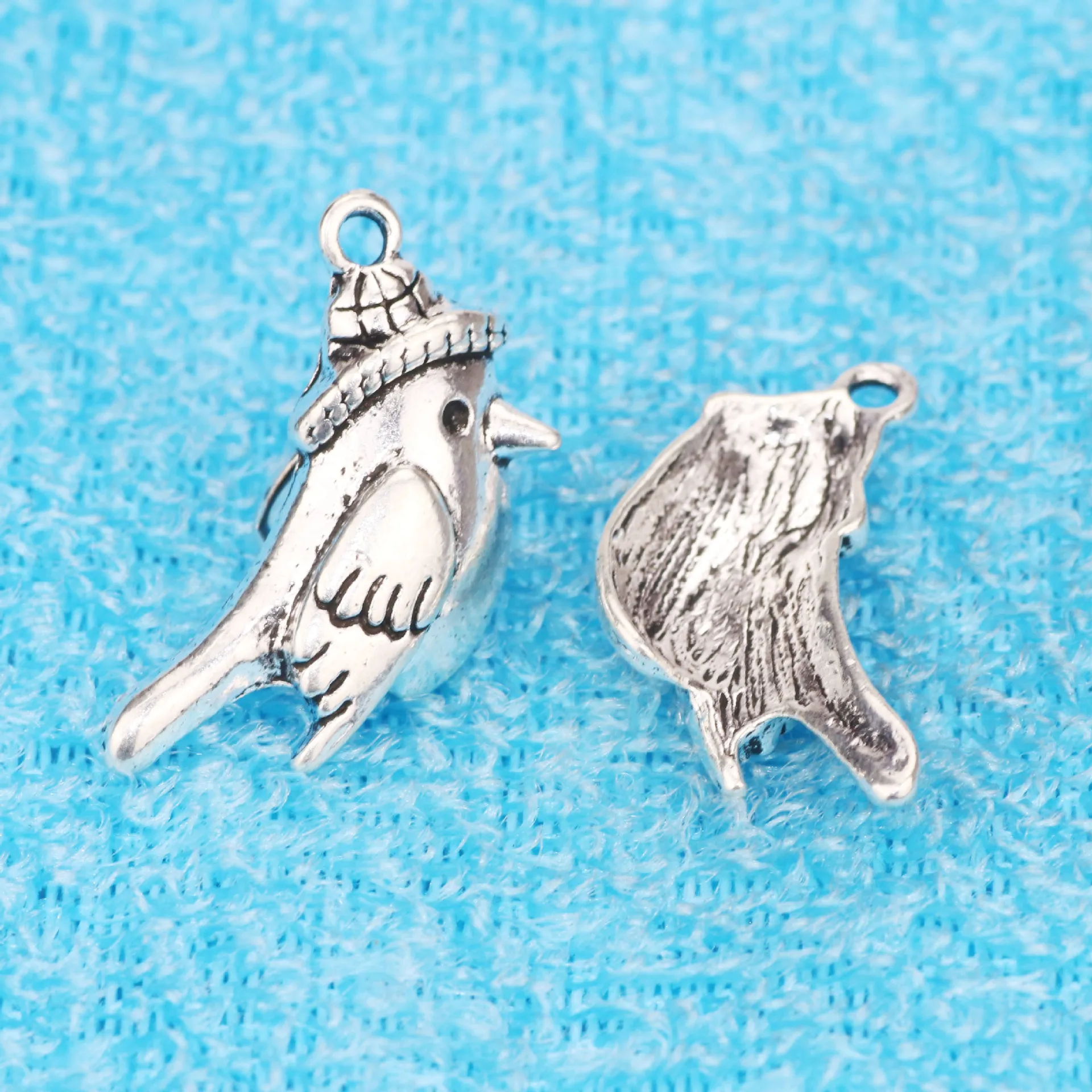 10Pcs Antique Silver Plated Cute Cuckoo Bird Charms 26x30mm - Vintage Style Bird Pendants for Jewelry Making, DIY Craft Supplies