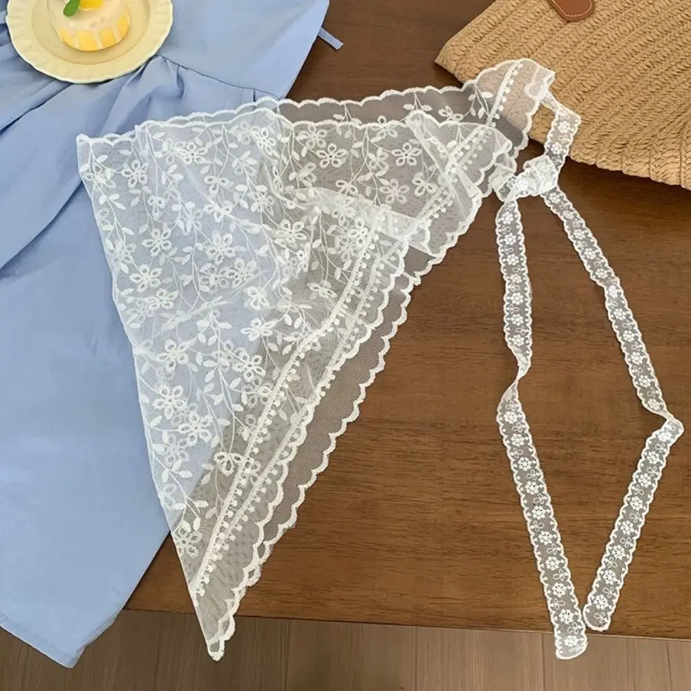패션 Y2K 레이스 하프 스커트 꽃 자수 레이스 업 한국 봄 머리 스카프 소프트 하이 웨이스트 거즈 스커트 스커트 액세서리