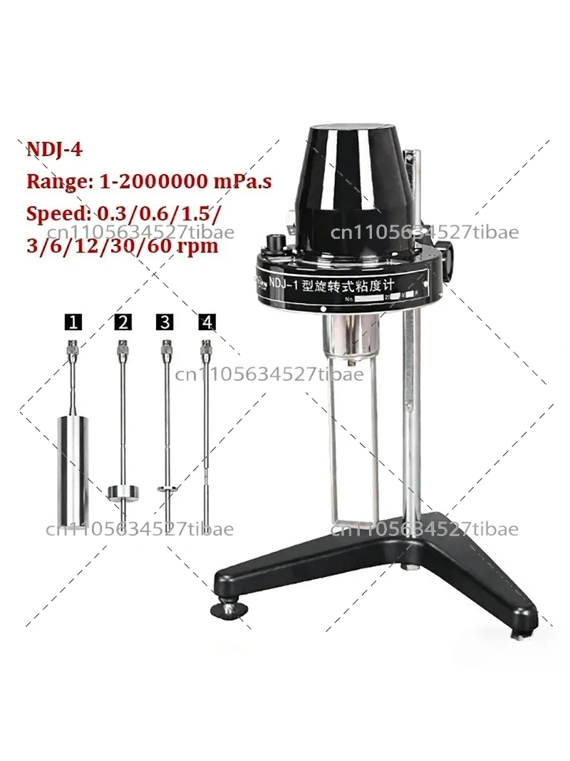NDJ-1/NDJ-4 Portable Rotary Viscometer Viscosity Meter with 1-4# Rotator Fluidimer 220V - Viscosimeter for Measuring Fluid Visco