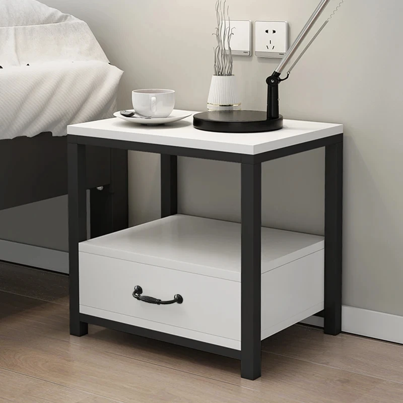 

Simple White Nightstand Modern Drawer nordic Organizer Bedside Table Storage Minimalist Solid Table De Nuit Bedroom Furniture