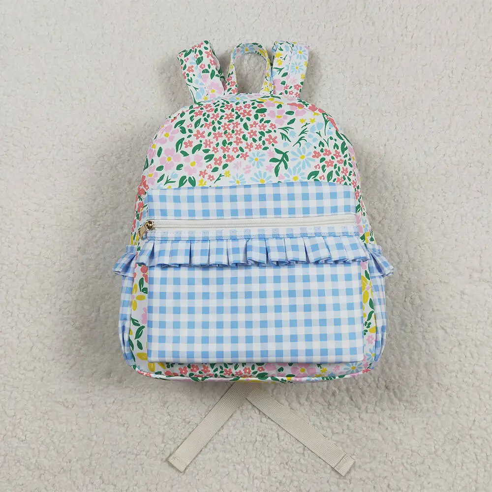 

Cute Floral Plaid Ruffle Backpack for Little Girls - Stylish And Fashionable Girls' School Bag10*13.9*4 inches