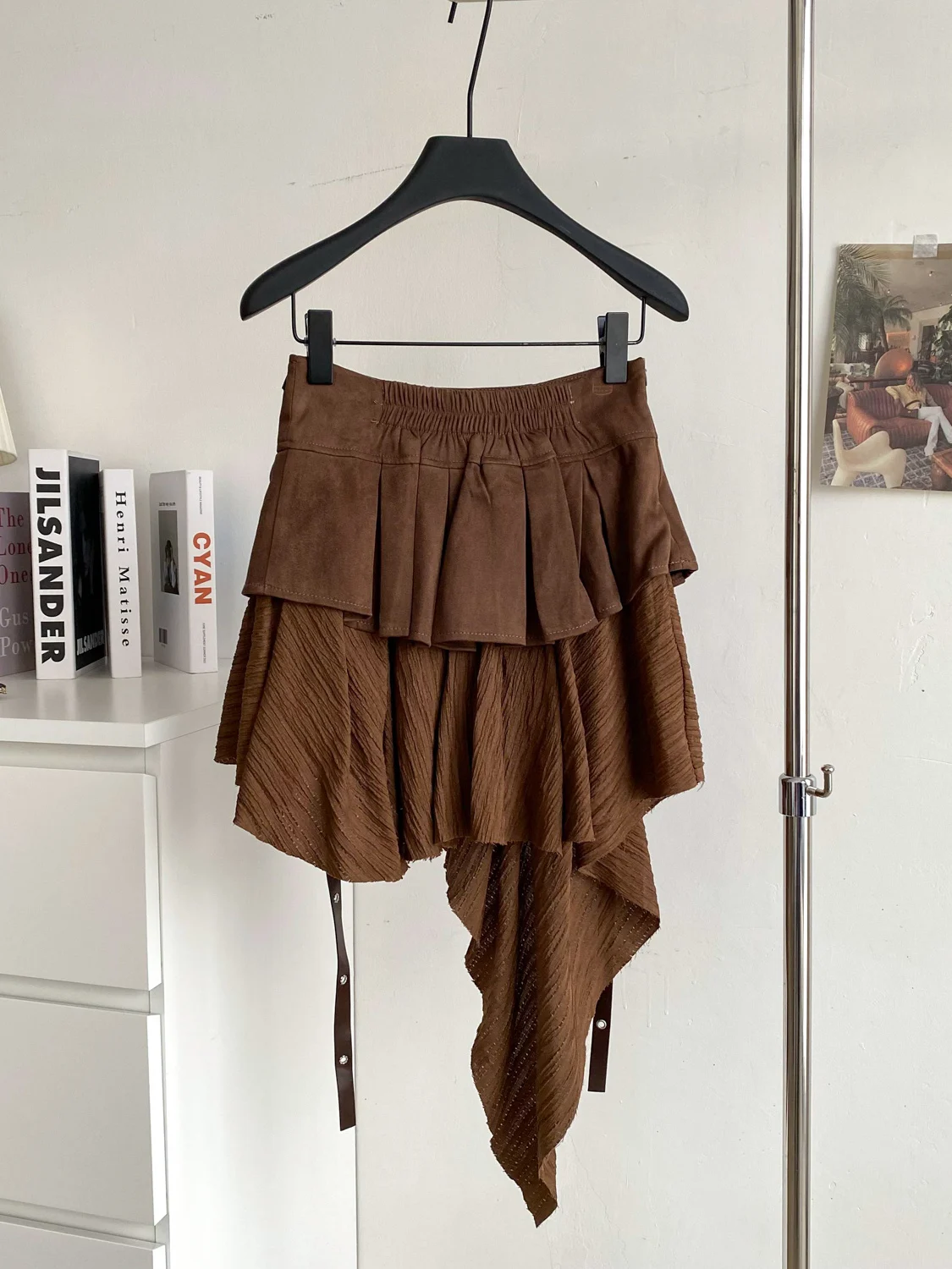 

Asymmetric High Waist ort Skirt for Women Vintage American Design Sense Belted Bell Autumn Winter Ci Commute Polyest...