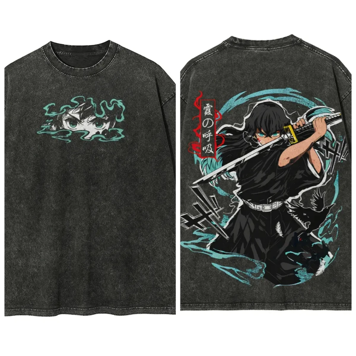 

Футболка Demon Slayer 2026: Новая ретро-модель из хлопка с круглым вырезом, свободного кроя, удобная, с коротким рукавом