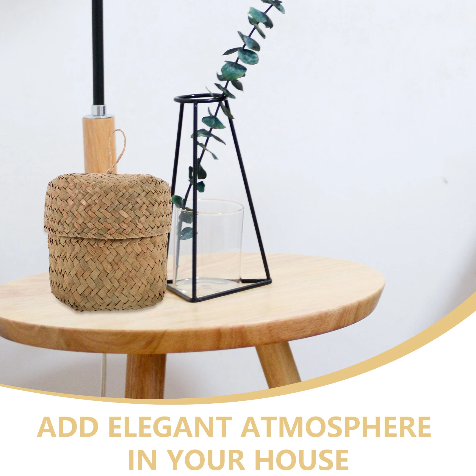 

Straw Woven Mini Gift Box Basket Small Decorative Storage Plant Baskets Seagrass Lids Home Graceful Design Practical Use