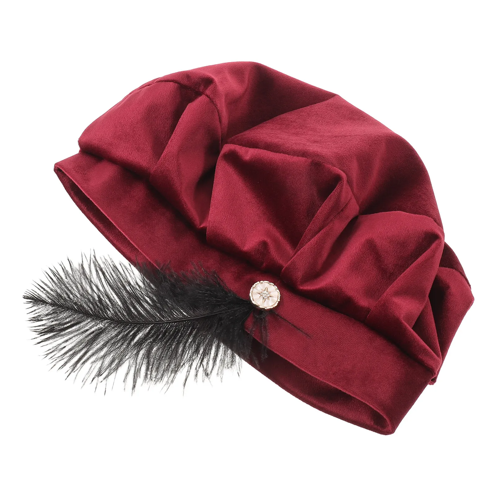 Sombrero de Muffin Rojo Renacentista, Accesorio de Disfraz Medieval, Sombrero para Festival, Disfraz, Cosplay, Gorro Renacentista para Mujer