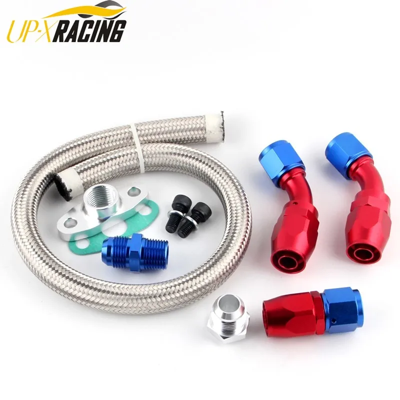 AUTO TURBO STEEL BRAIDED OIL DRAIN RETURN LINE T3 T4 T04E T70 T60 T61 GT35 AN10