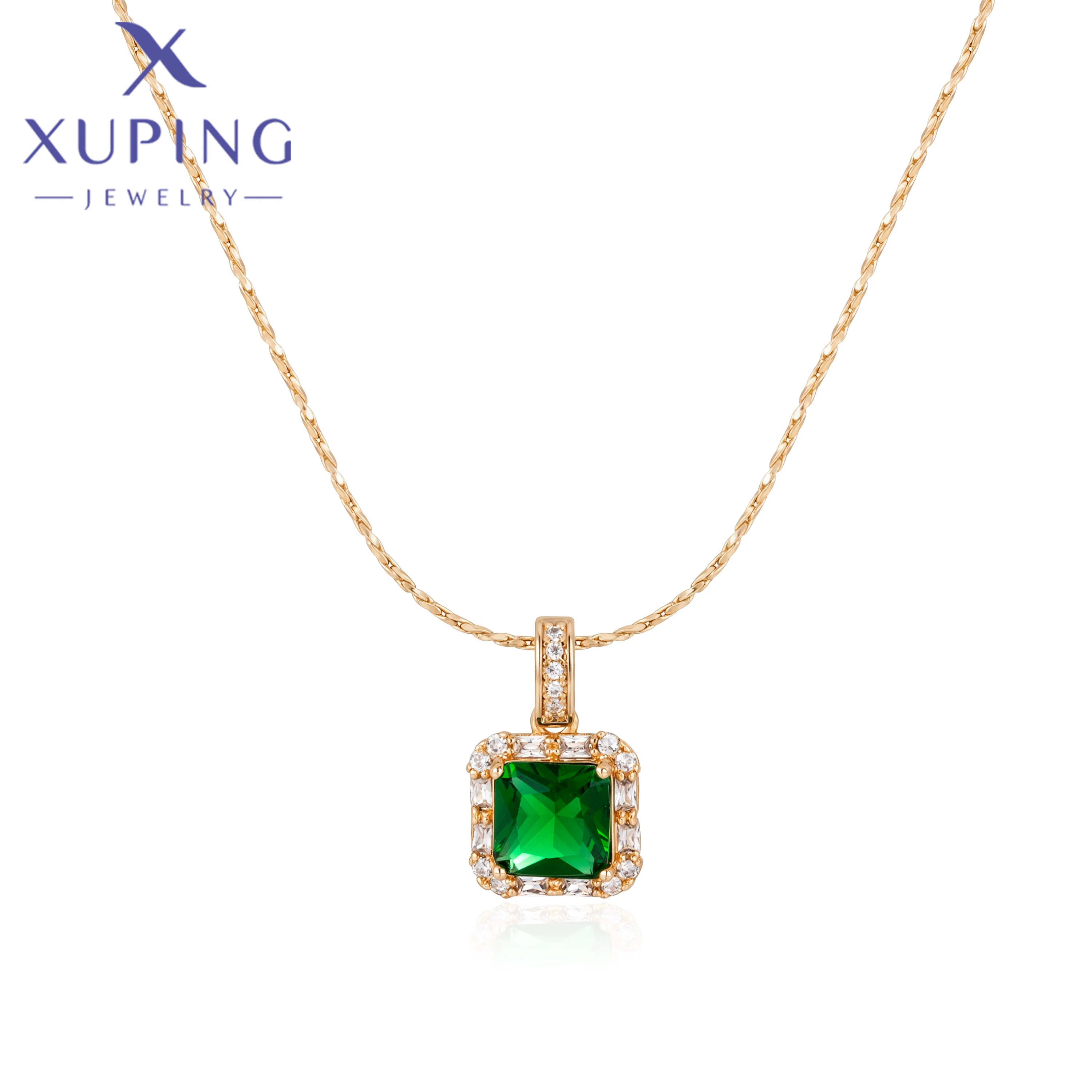 Xuping Jewelry New Arrival Charm Square Pendant Necklace for Women Exquisite Party Gift X000789366