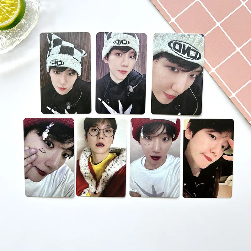 7Pcs/Set KPOP Birthday Photocards BAEK HYUN Card Double-Sided Selfie Postcard LOMO Cards Fans Collection Gifts