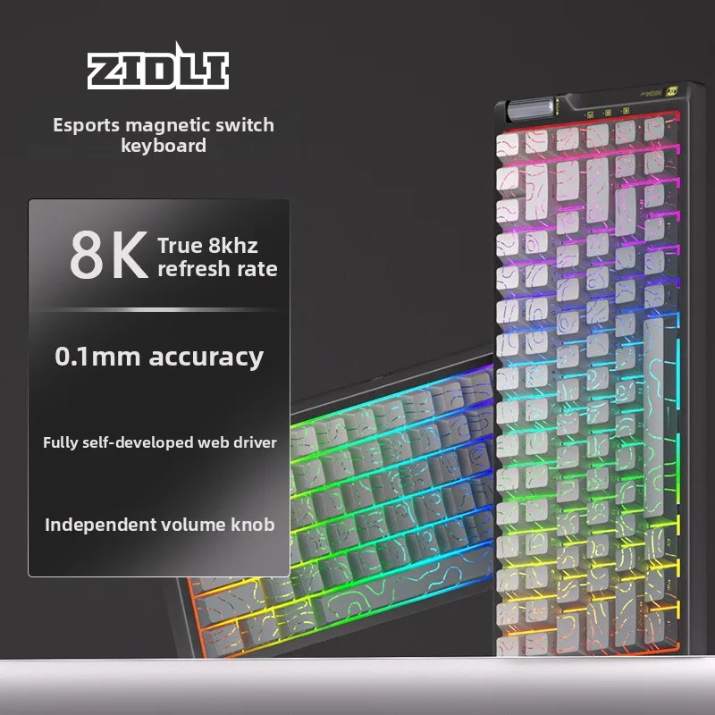 ZIDLI NK84 Contour Magnetic Axis Keyboard Equipped with An Independent Volume Knob 8K Low Latency Esports Gaming Keyboard Gamer