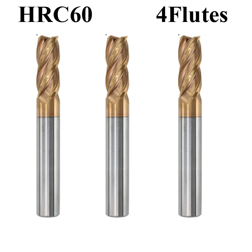 10mm 12mm Cutting Edge Diameter 100mm Length HRC60 Carbide  Solid Carbide 4 Flute Straight Flattened CNC Tool End Milling Cutter