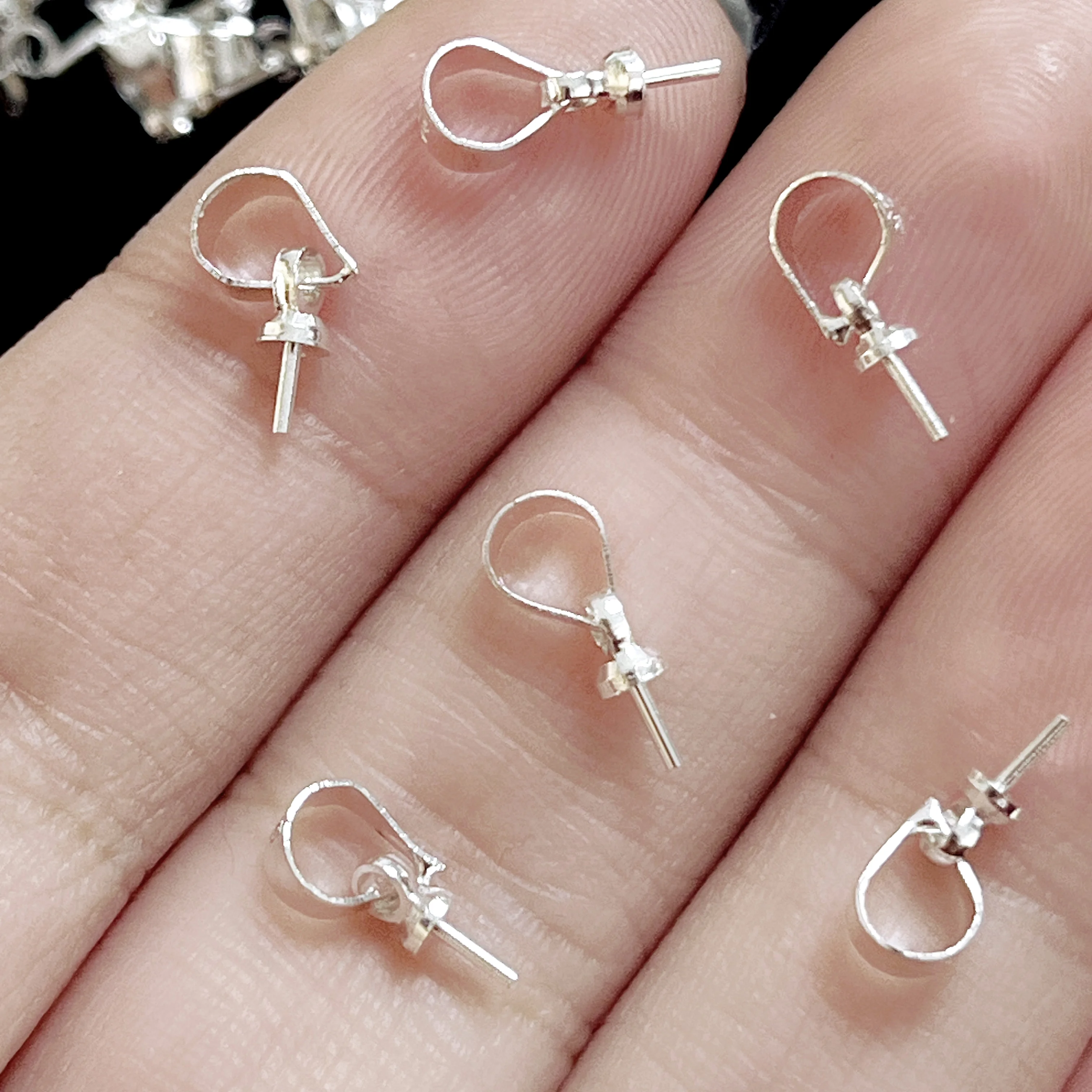 Wholesales Jewelry Making DIY Accessories 925 Silver Color Copper Clip Buckle Hook Pendant Findings & Components 5*12MM