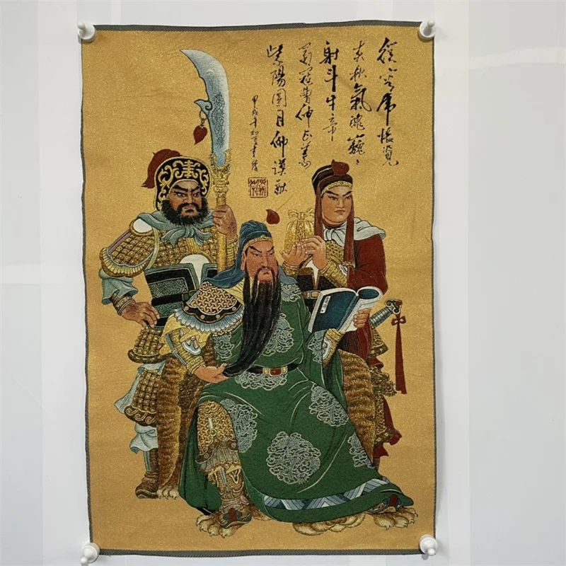

Old Silk Thangka Style Hanging Painting Portrait of Guan Yu Traditional Artwork Decorative Wall Hanging