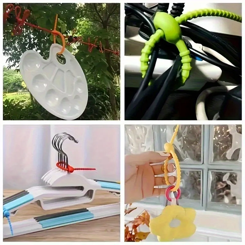 10pcs abraçadeiras de silicone - organizadores de cabos reutilizáveis, duráveis e flexíveis em várias cores, design seguro para escritório e uso doméstico