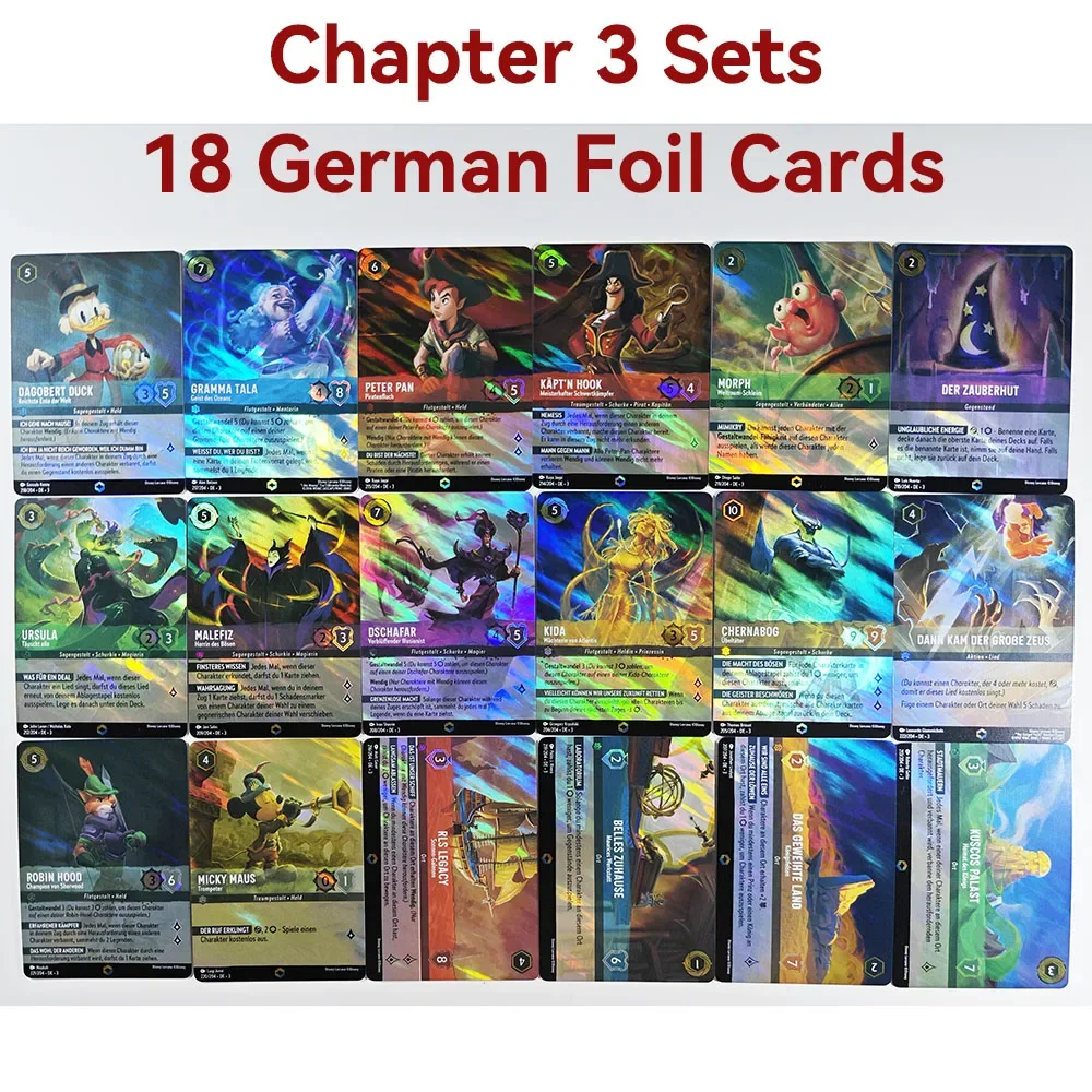 

Lorcana Chapter 3 Proxy German Foil High Quality ursula stitch belle's house captain hook gramma tala kida jafar TCG Game Cards