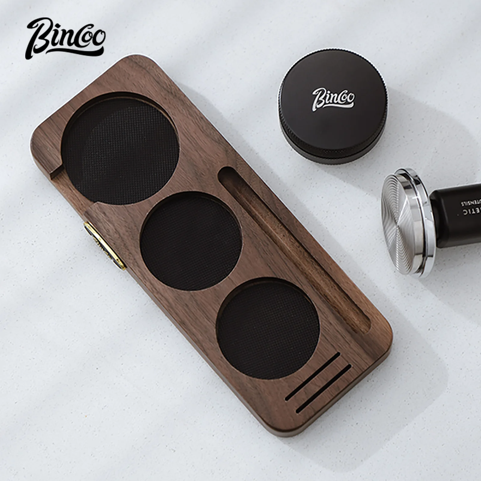 

51/53/58mm Coffee Tamper Holder Coffee Handle Cloth Powder Wooden Base Espresso Coffee Accessories Storage Bar Barista Utensils
