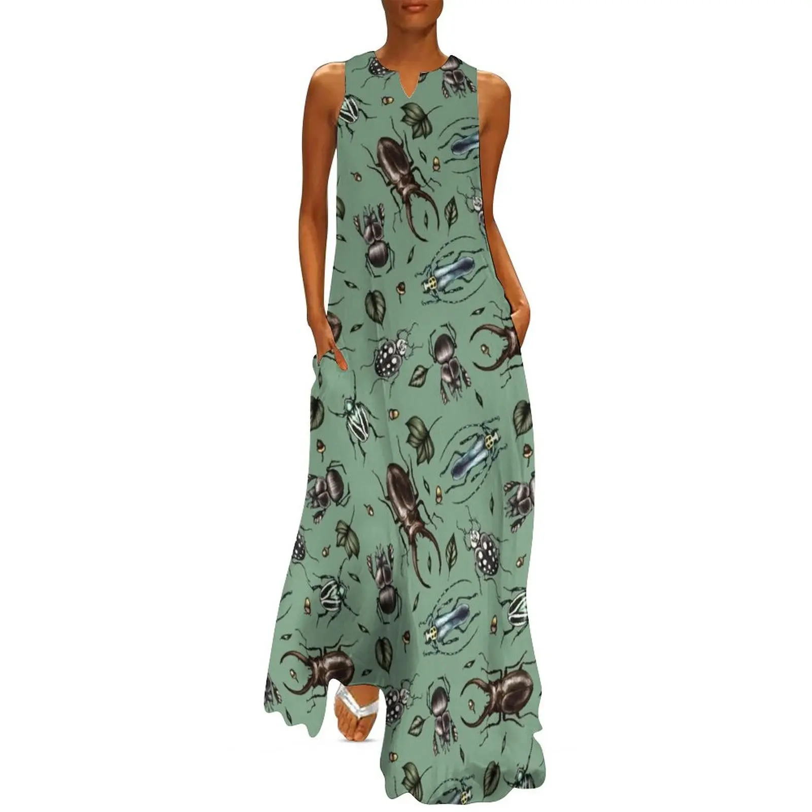 

Colored beetle pattern - Insect collection Long Dress dresses summer bandage dress Women"s dress