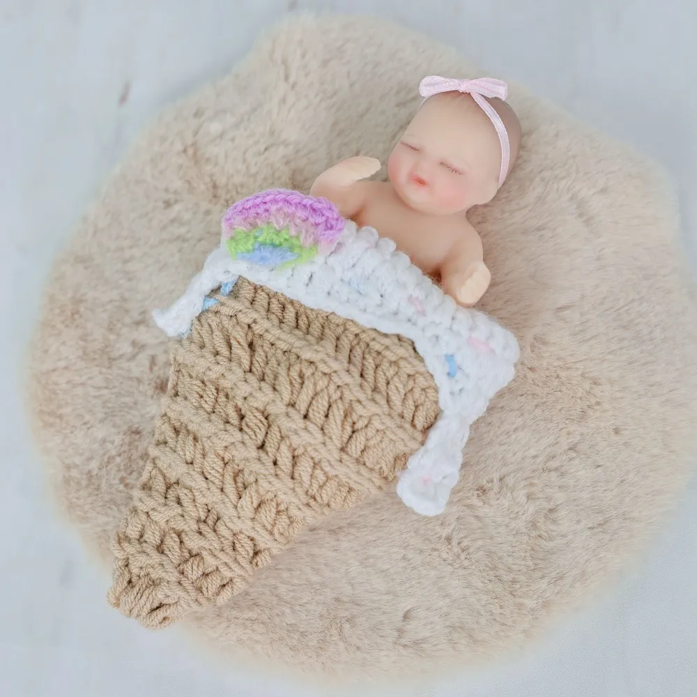 Cloveray 4 inch Mini Realistic Finished Baby Reborn Silicone Body Doll Handmade Platinum Silicone Soft Toy For Girls Xmas Gift