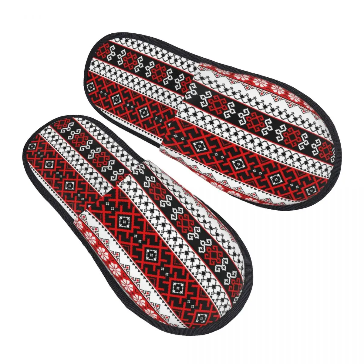 Custom Ukrainian Traditional Embroidery House Slippers Women Soft Memory Foam Vyshyvanka Slip On Bedroom Slipper Shoes