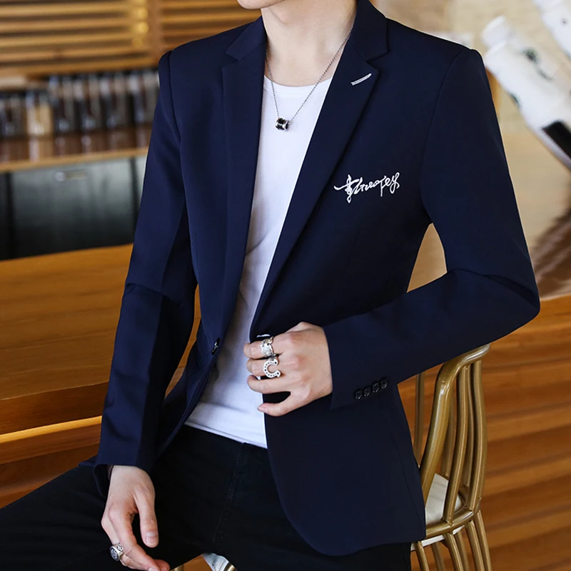 

Мужской приталенный повседневный пиджак на флисовой подкладке, молодежный модный зимний пиджак с длинными рукавами для студентов и детей