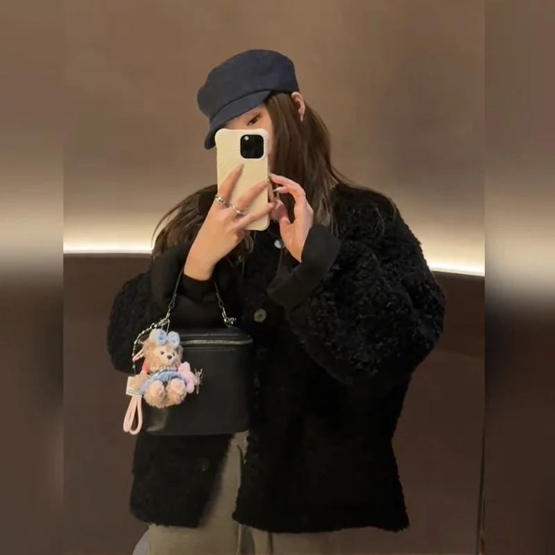 

Lamb Wool Jacket European Style Woman Grey Motorcycle Racing Speed Performance Competition Professional Sport Activity Challenge