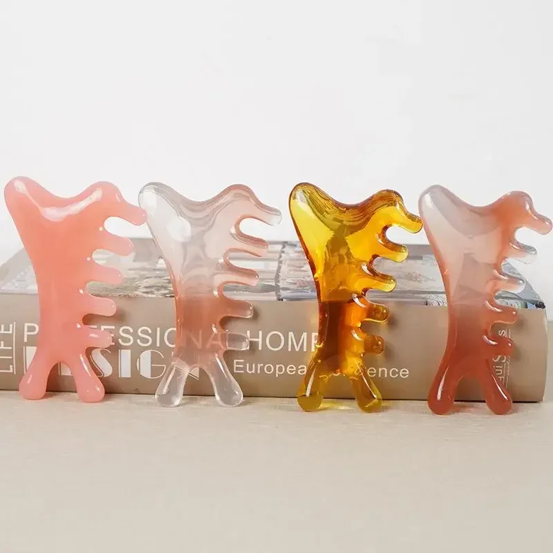 

Big Teeth Head Acupoint 5-Tooth Meridian Blood Massage Comb Resin Large-Tooth Head Massage Tool 5-Paw Half Round Shap Comb
