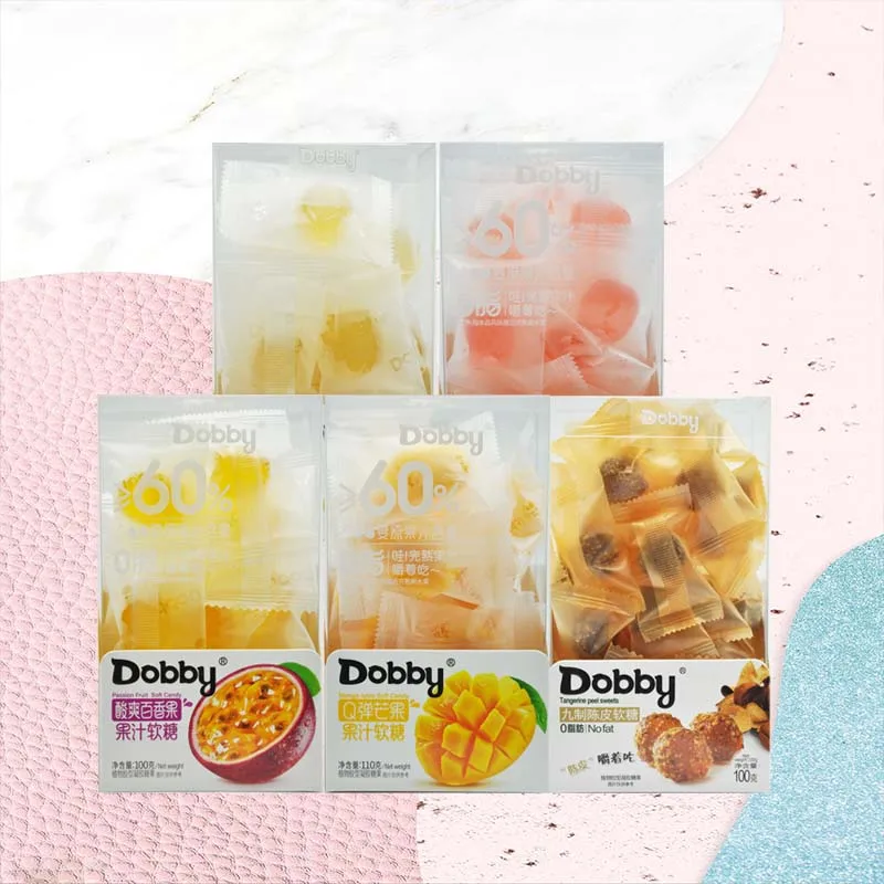 دوبي جيلي دروبس 3.53/3.88 أونصة (100/110 جرام) * 2 عبوة فواكه C، حلوى حلوى لينة، مانجو، خوخ، عصير عنب، وجبة خفيفة QQ، حلوى سعيدة