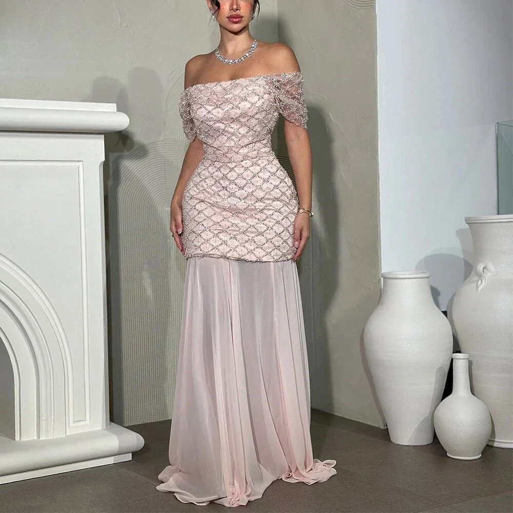 

Элегантное длинное платье русалки без бретелек для выпускного вечера Простое вечернее платье с открытыми плечами Сексуальные плиссированные платья с открытой спиной и бисером длиной до пола