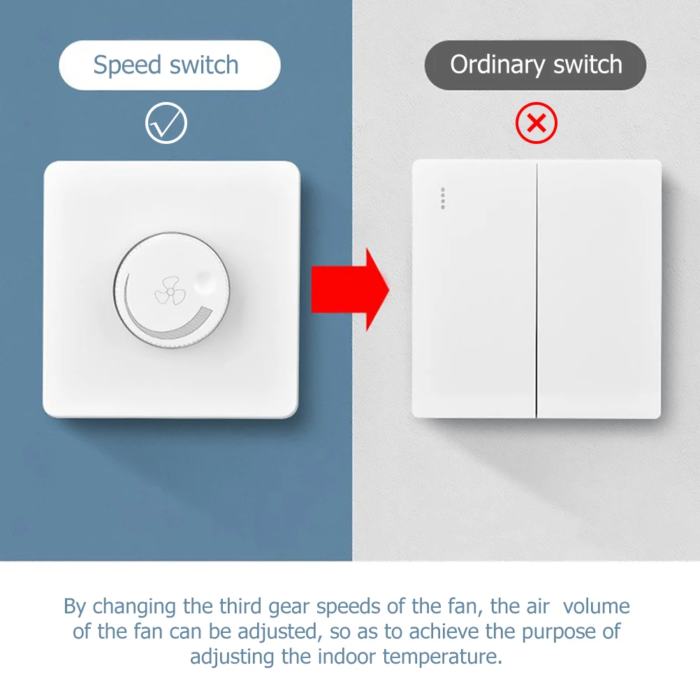 

Ceiling Fan Controller Speed Control Switch Indoor Temperature Electric Actuator Wall Mountable Modern Home Office Hotel