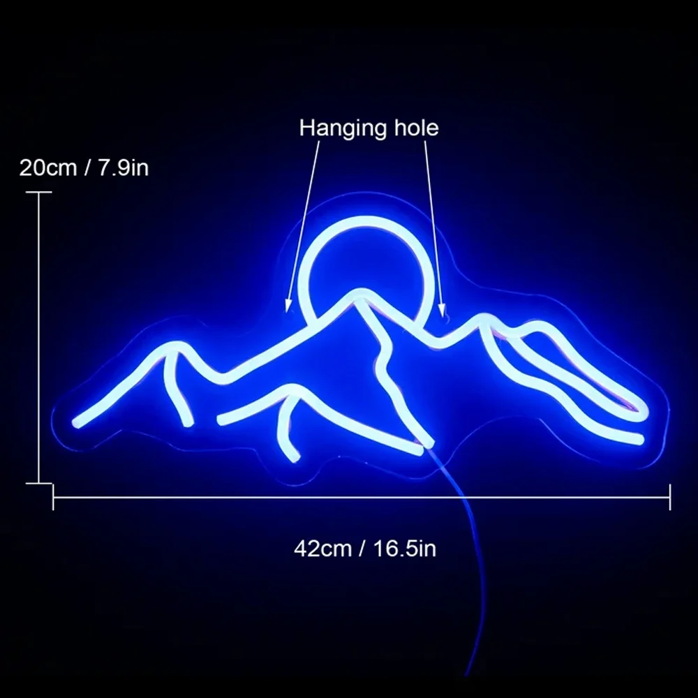 Berg Neons child Licht-atember aubende Sonnen untergang führte Dekoration mit eisblauer Farbe-perfekte Wand kunst für Schlafzimmer, Wohnzimmer, Hotel, Geschenk