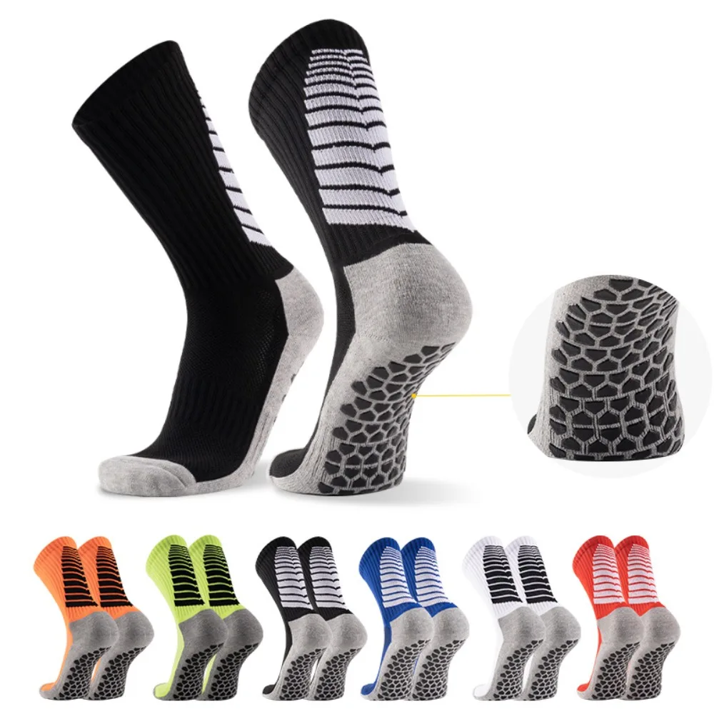 

Men's Football Socks with Stripes Sweat-absorbent and Non-slip Breathable Mid-tube Socks Sports Training and Daily Football Wear