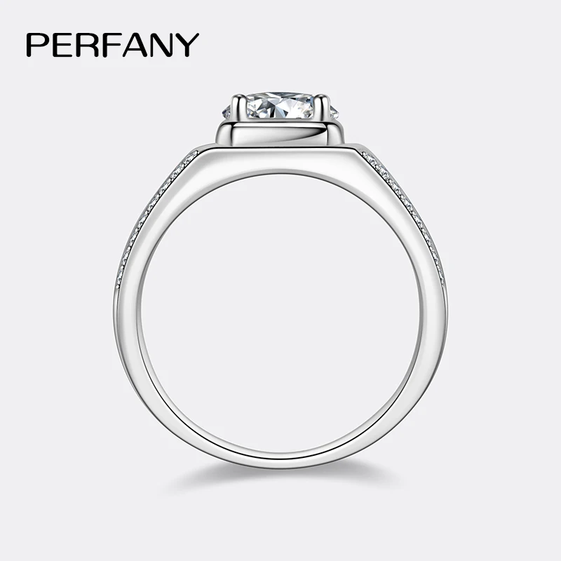 PERFANY 1CT مويسانيتي الدائري للرجال S925 الفضة النقية مطعمة مختبر الماس خاتم الخطوبة مجوهرات الزفاف الفاخرة #5