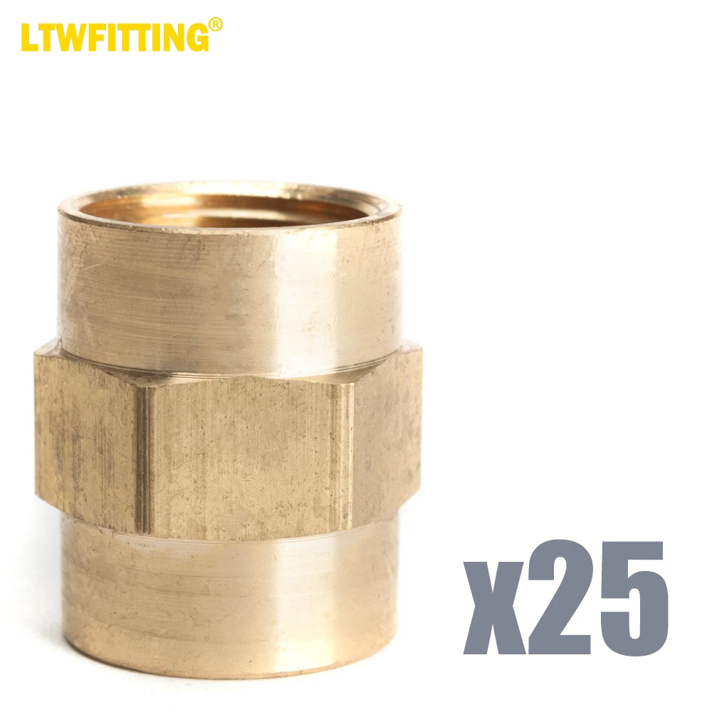 

LTWFITTING LF Brass Pipe Fitting 1/2" Female NPT Coupling Water (Pack of 25)