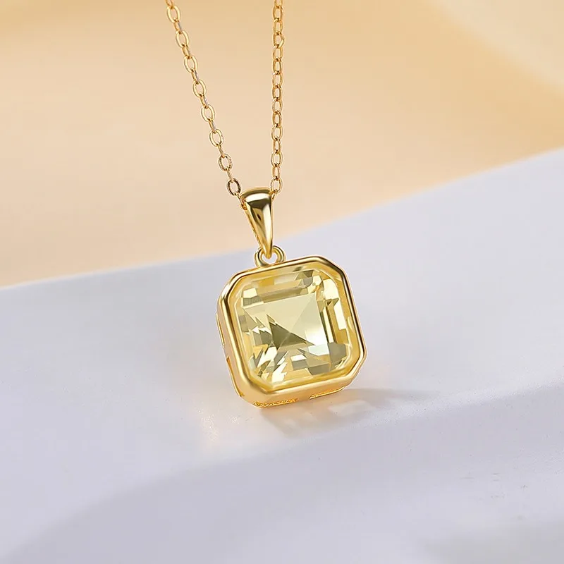 

TIMESWIND Wealth Желтый Кристалл S925 Серебряный Квадратный Кулон для Женщин Ожерелье с Сертификатом