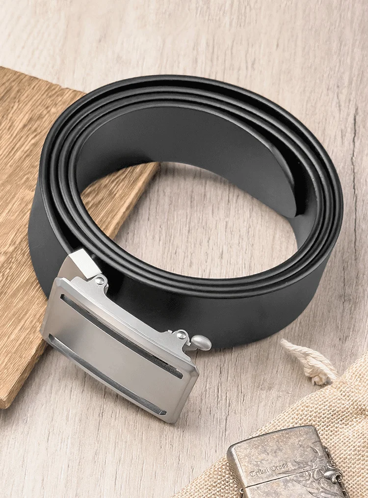 Men's Genuine Leather Belt Top Grain Leather Titanium Toothless Automatic Buckle Non-Allergenic Business Belts 3.5/3.8cm