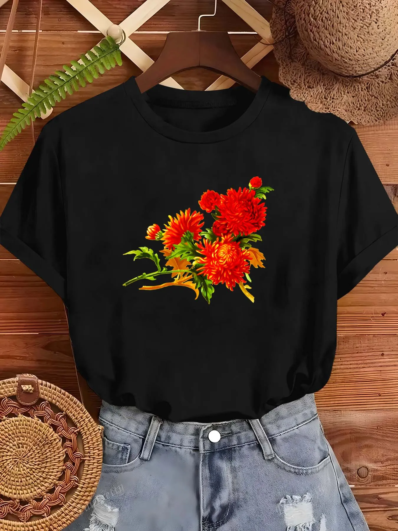 

Поэтический модный наряд с цветком хризантемы больших размеров для романтических душ