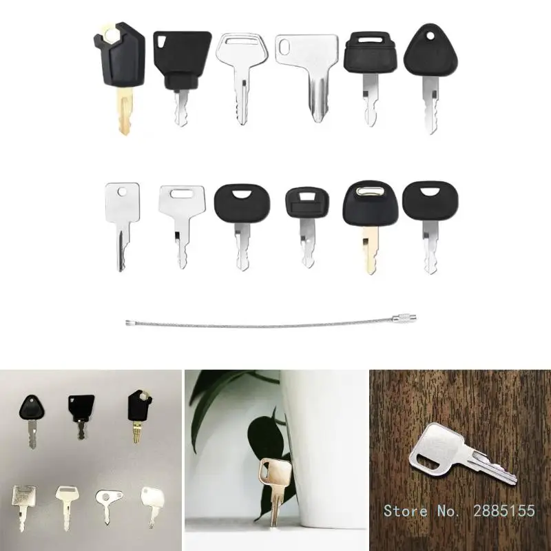 12Pcs Heavy Equipment Construction Ignition Key Set Machinery Key for Machines Universal Engine Key