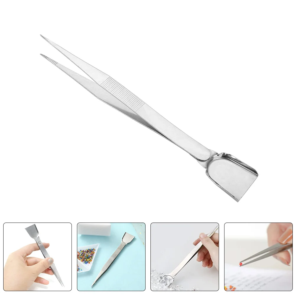 

Stainless Steel Handy Tweezer with Precision Scoop Jewelry Making Tool for Delicate Stones Beads Rhinestones Crafting
