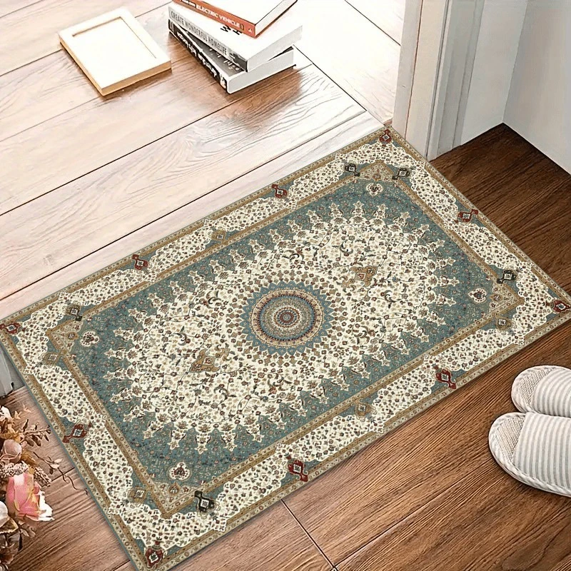 Entryway Rug Vintage Persian Medallion Print Non Slip Carpet Washable for Bathroom Kitchen Hallway Home Decor