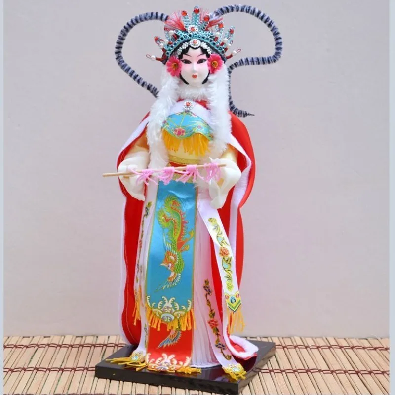 Chinese Style Peking Opera Doll Figurine Mu Guiying Handmade Ornament Collectible Craft for Women Stage Art Display Collectible