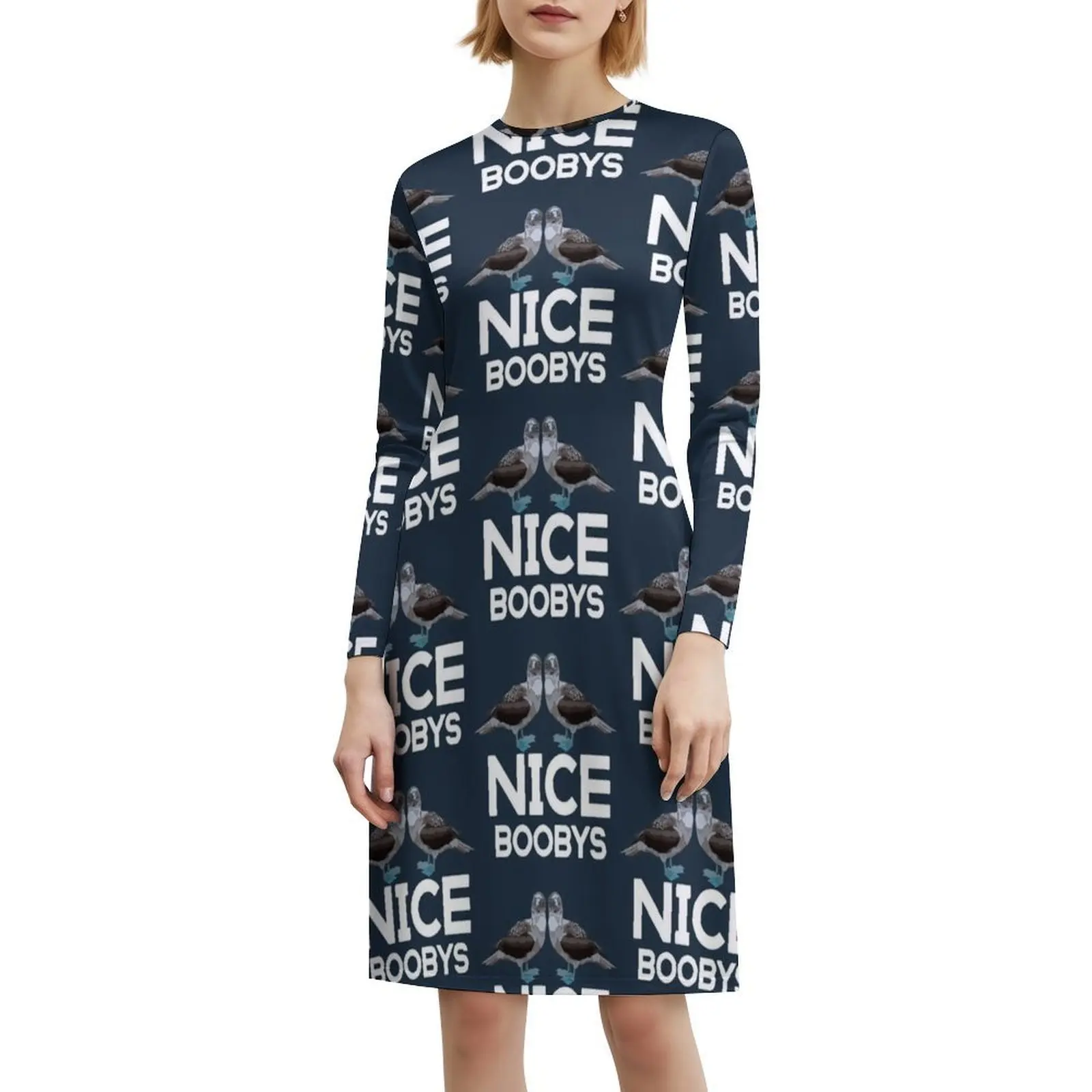 B هو فستان العطلة المثير باللون الأزرق للنساء على الشاطئ وحفلات أعياد الميلاد فستان قصير أزرق القدمين بوبي بوبي بيرد غريب