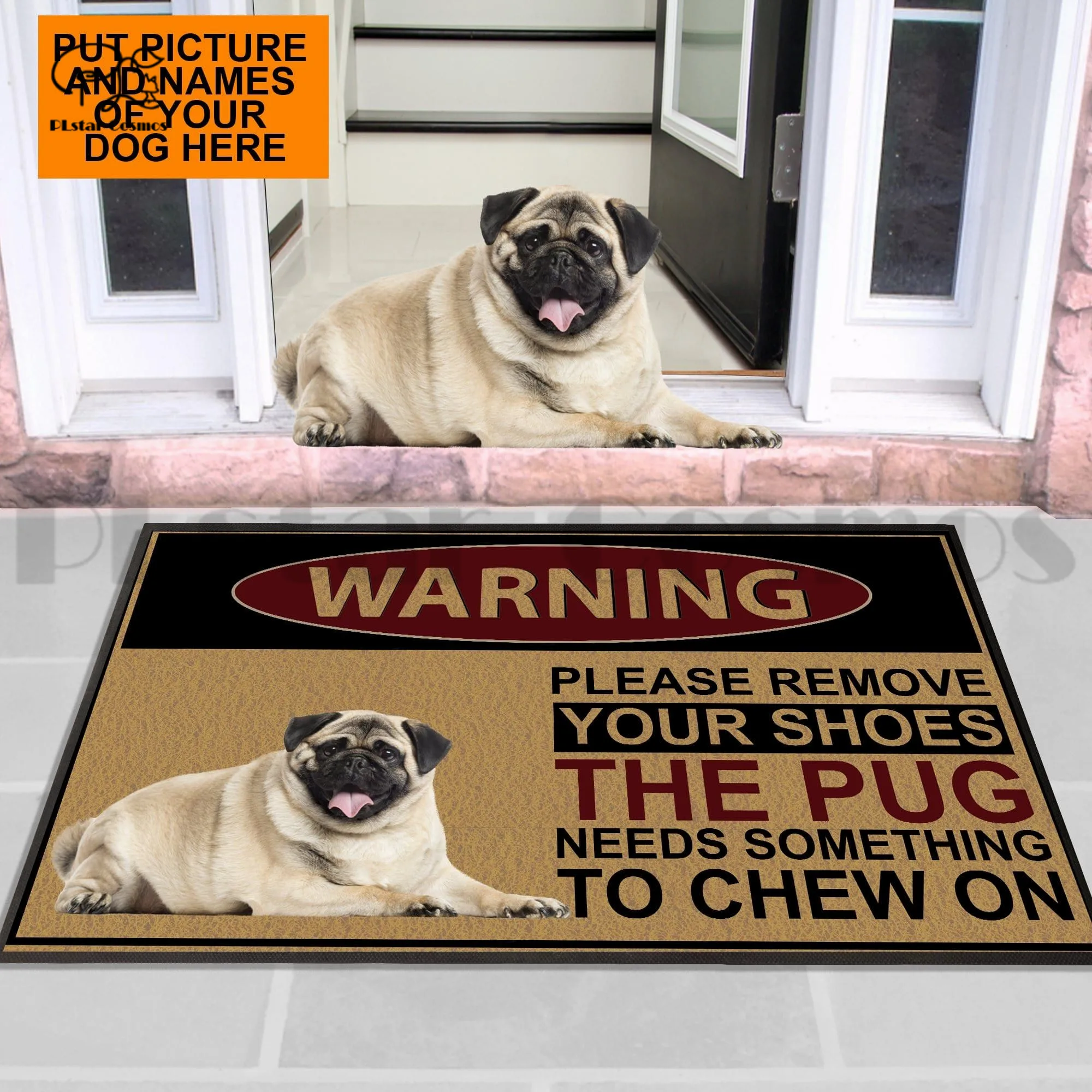 

PLstar Cosmos Pet Dog Custom Dog's Pohoto&Name Regular Decor Porch Doormat Rug Mats Floor Carpet 3D Printed Doormat Non-slip