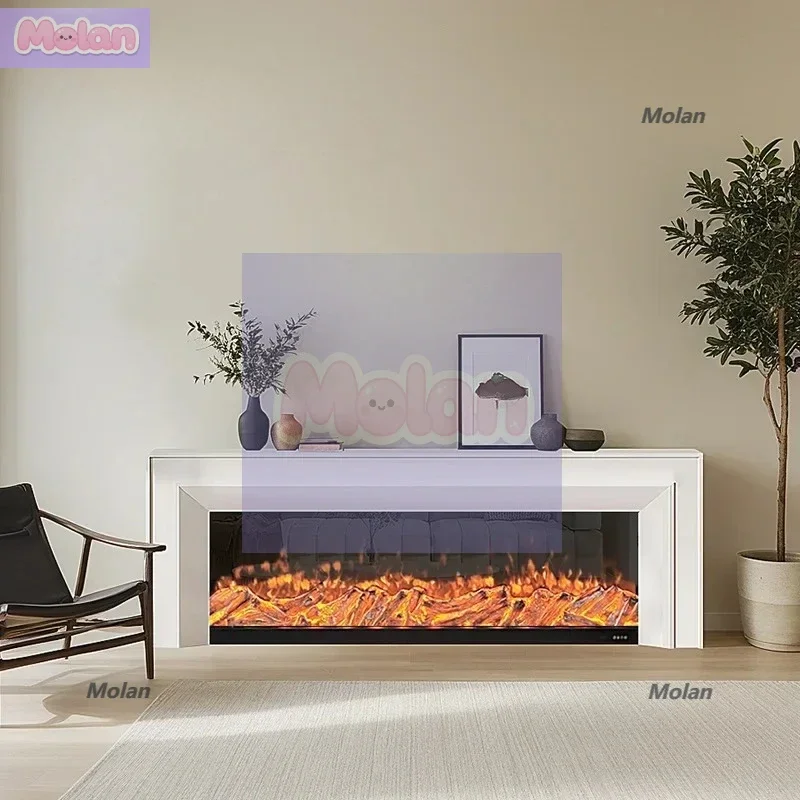 

French fireplace TV cabinet, simulated flame heating electronic fireplace villa living room simple cream wind decorative cabinet