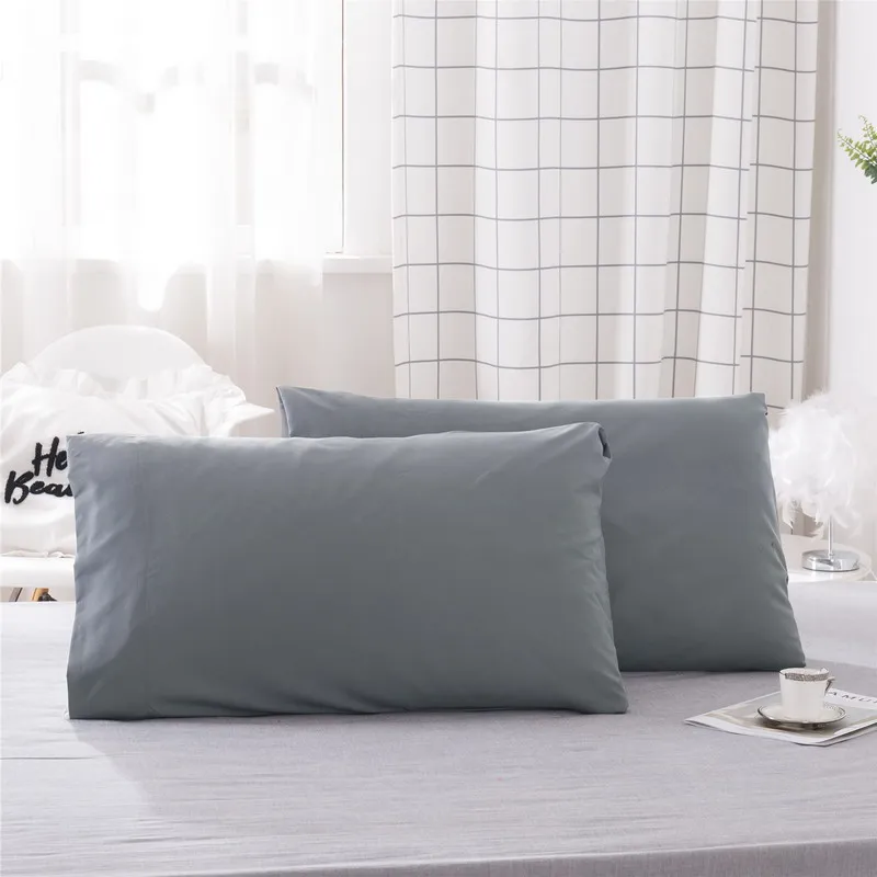 2-Piece Solid Color Pillowcase Set – 1 Black & 1 Grey/Pink, Soft Hypoallergenic Cover for Sound Sleep